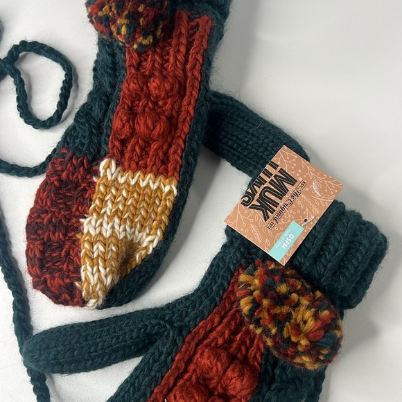 MUK LUKS Women's Patchwork Mitten Accessories blue spruce new - Picture 5 of 10